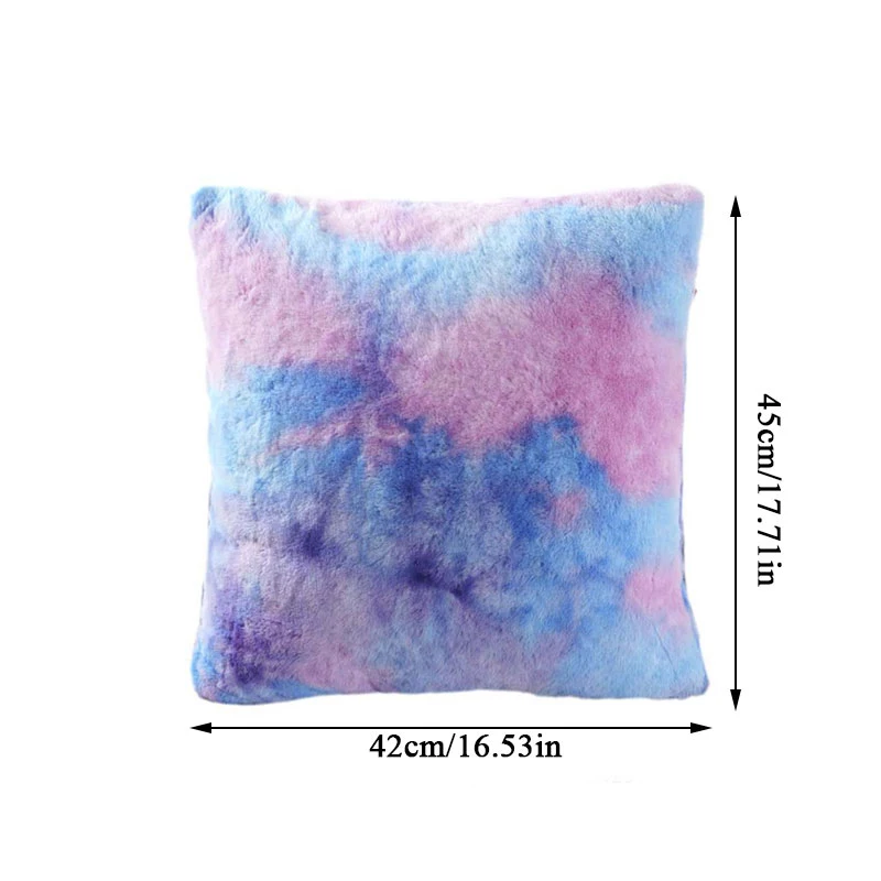 

1PC Plush Tie-Dye Cushion Cover 42*45CM Rainbow Color Simple Pillowslip Sofa Car Chair Hotel Home Decorative Pillow Case