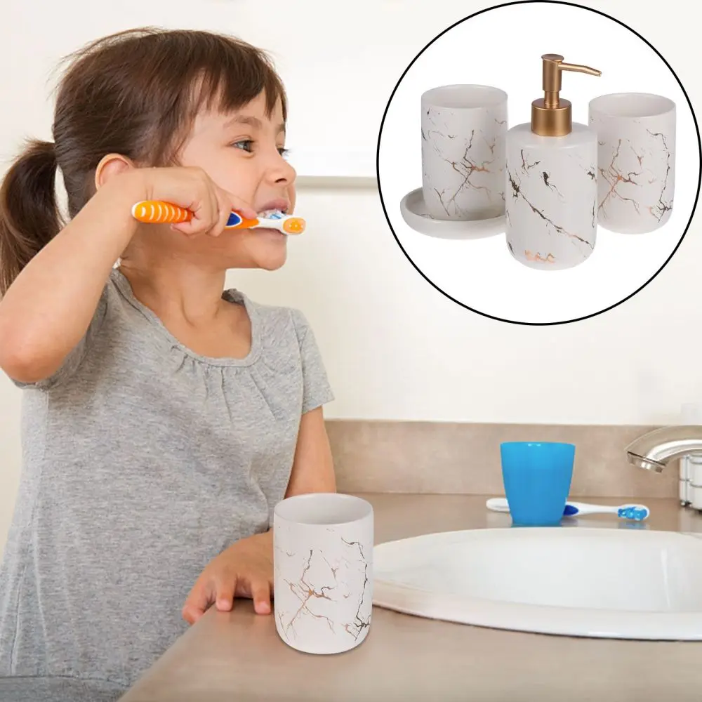 

4pcs Ceramic Cup Soap Dish Lotion Dispenser Set Bathroom Accessory Set