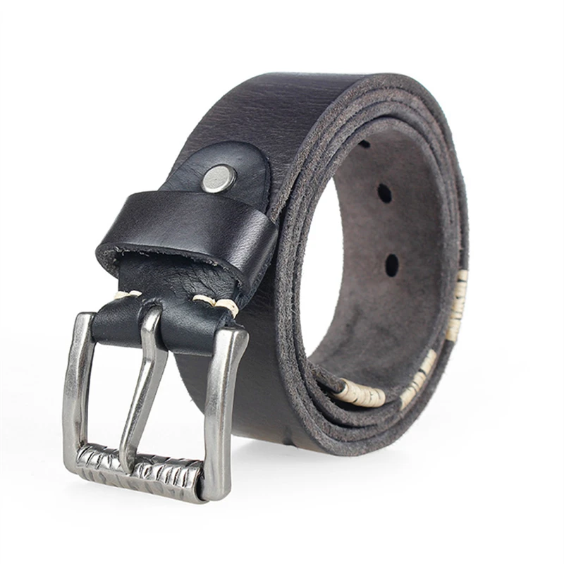 

Ремень мужской из натуральной воловьей кожи, оригинальный винтажный ковбойский пояс в стиле ретро, с классической пряжкой, для джинсов