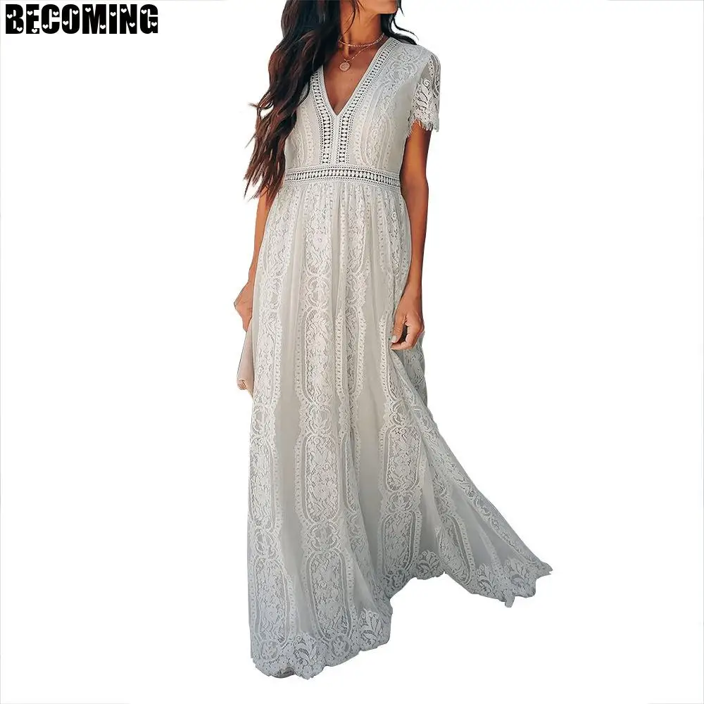 Платье для беременных Кружевное платье макси фотосъемки белое большого размера