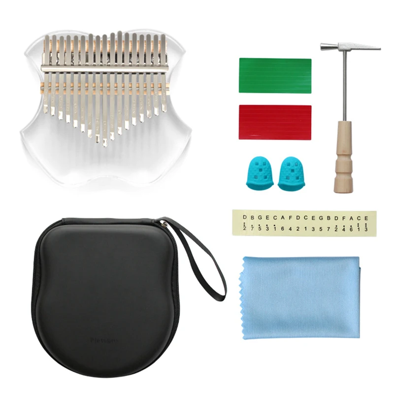 

Crystal Kalimba Apple Thumb Piano 17-Tone Beginner Transparent Finger Piano Thumbs Two Finger Piano