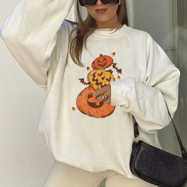 

Autumn and Winter New Women's Hoodie Hot Sale of Halloween Pumpkin Print Coat Hoodie Women Fashion and Comfortable
