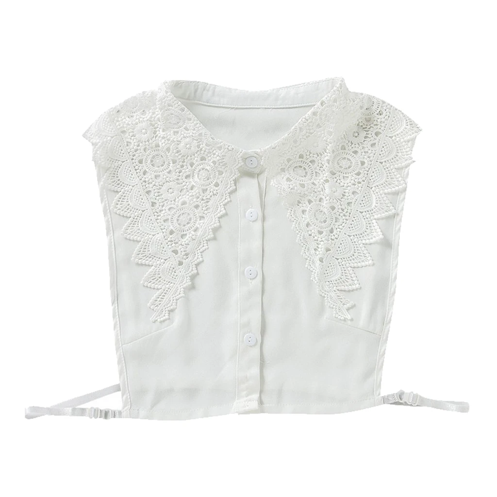 

Ladies Fake Collar Embroidery Flower Cotton Shirt Dickey Collar Removable