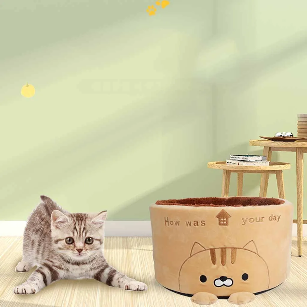 

Pet Cat Bed House Kennel Nest Cute Removable Pet Dog House Sofa Warm Plush Round Dog Kennel Sofa House Cushion Cat Pet Supplies