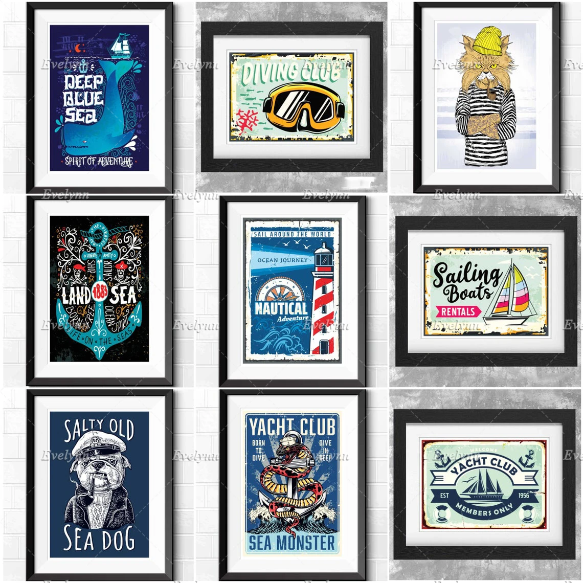 

Beautiful Nautical Sailing Marine Ships Anchors Lighthouse Whale Retro Bathroom Wall Art Modern Home Decor Canvas Wall Prints