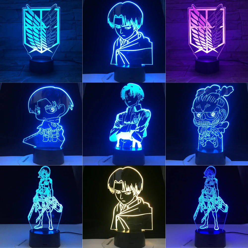 

Attack on Titan Night Light Led MIKASA ACKERMAN CAPTAIN LEVI Children Gift Manga Japanese Anime COLOSSAL TITAN CHIBI Anime