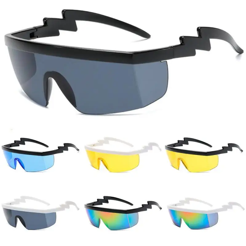 

Glasses Large Exaggerated Curved Frame Sunshade Large Mirror Sunglasses Half Mask Protective Cover Motorcycle Equipments