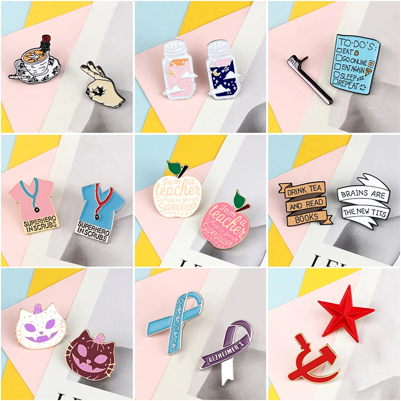 Эмалированная булавка 2 шт./компл. Мультяшные булавки в виде яблока тыквы бутылки