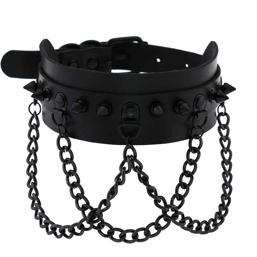 

Sexy Trendy Vintage Charm Metal Tassels Gothic Collar Necklaces Jewelry Gift Gothic Leather Harajuku Women Punk Choker Necklace