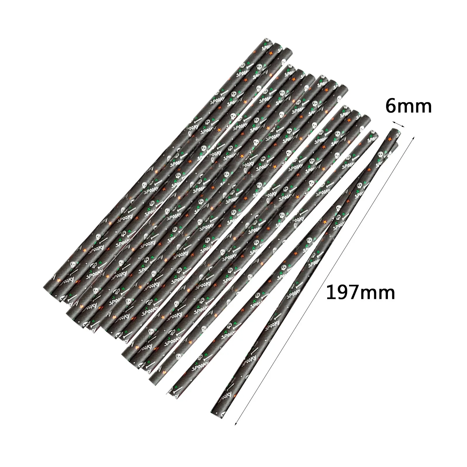 

100 Pieces Halloween Paper Straws Black And Orange Striped Dot Print Paper Drinking Straws With Pumpkin Bat Spider Web Skeleton