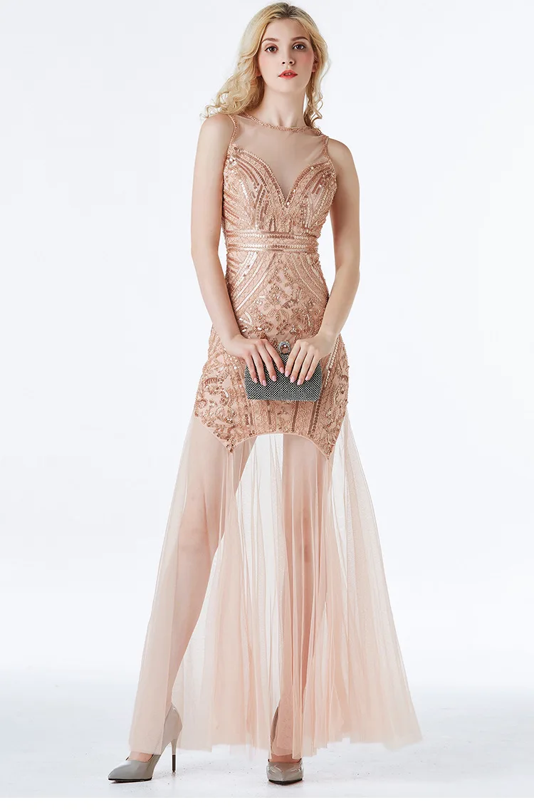 Новые блестящие вечерние платья Русалка Длинное Элегантное Тюлевое платье макси