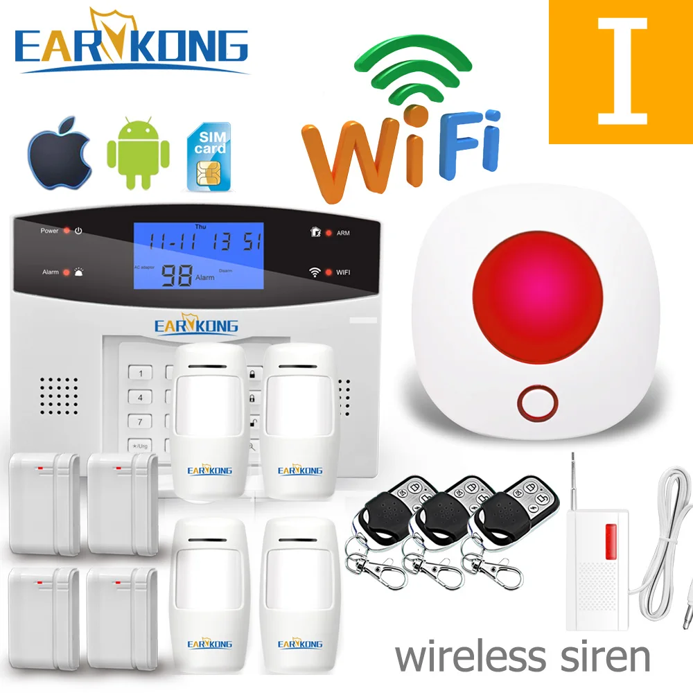 I Wifi GSM PSTN сигнализация Беспроводная и Проводная детекторы сигнализация Умный дом релейный выход приложение английский/русский/испанский/Франция/Итальянский - Цвет: I