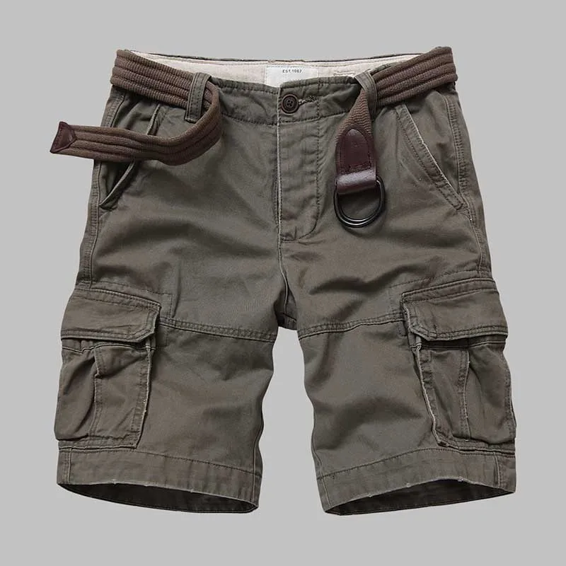 Light Army Green Высококачественные камуфляжные шорты Карго, мужские повседневные пляжные шорты в армейском стиле, Свободные мешковатые шорты с карманами, мужская одежда - Цвет: Light Army Green