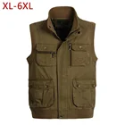 Жилет мужской с карманами, рабочая куртка без рукавов, рабочая безрукавка, большие размеры, цвет хаки, весна-осень