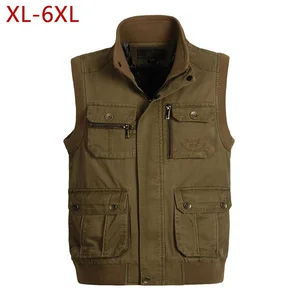 Жилет мужской с карманами, рабочая куртка без рукавов, рабочая безрукавка, большие размеры, цвет хаки, весна-осень