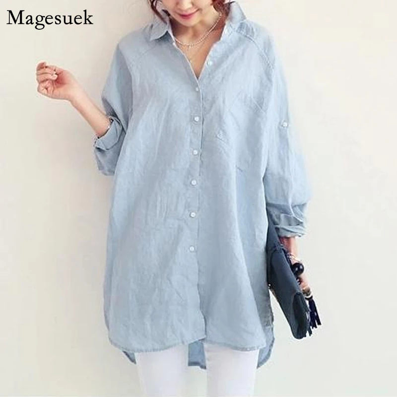 

Autumn Plus Size Long Sleeve Solid Blouse Women Loose Cotton Linen Long Shirt Women Casual Cardigan Women Blouses Blusas 6081 50