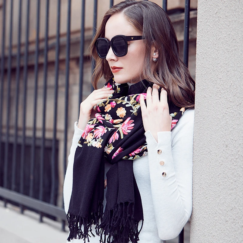 

Wool Women Scarves Stoles Elegant Carf Warm Shawl Bandana Scarf Luxury Brand Muslim Hijab Beach Blanket Face Shield Foulard