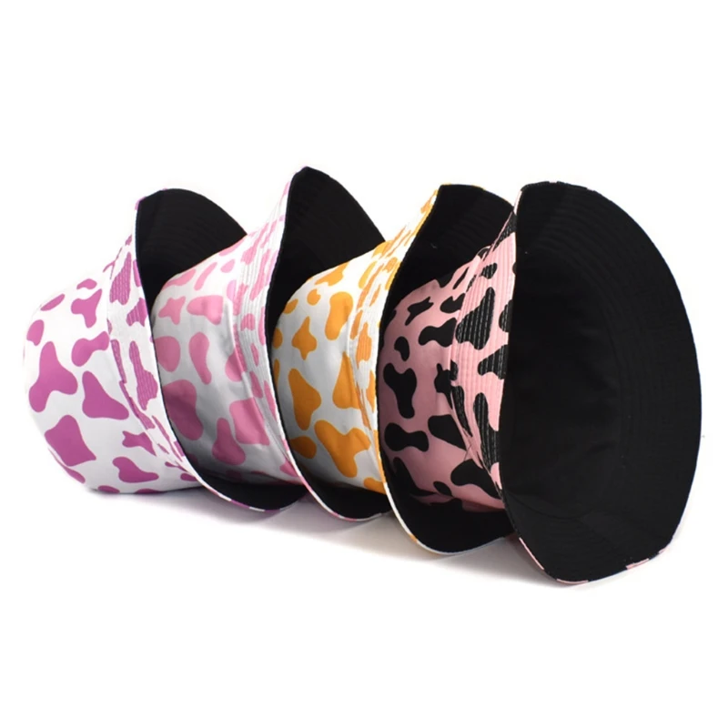 

Unisex Cow Print Bucket Cap Double-side Hat UV Protection Sun Hats for Outdoor Activity Snug Fit Daily Wear