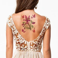 bee flower branches elf plant tattoos stickers women body waist arm art tattoos temporary girls butterfly tatoos rose chains