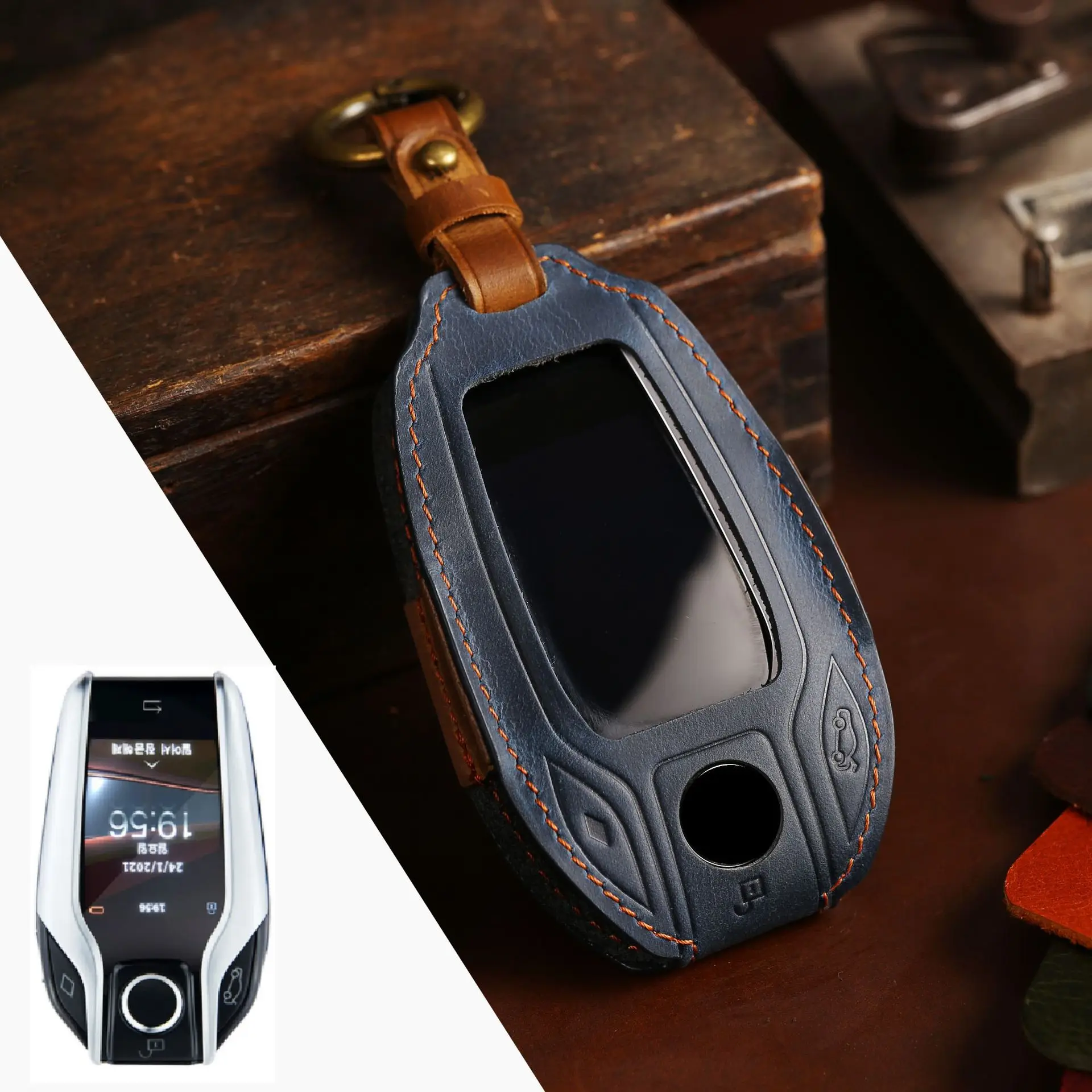 

Crazy Horse Leather Car Key Case Cover Fob for BMW 5 7 Series G11 G12 G30 G31 G32 I8 I12 I15 G01 G02 G05 G07 X3 X4 X5 X7