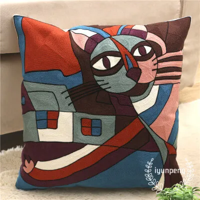 LeRadore Кот с рисунками из мультфильмов хлопковые чехлы на подушки с вышивкой 45 см* 45 см домашний Декор Подушка Чехол бросок - Цвет: STYLE 2
