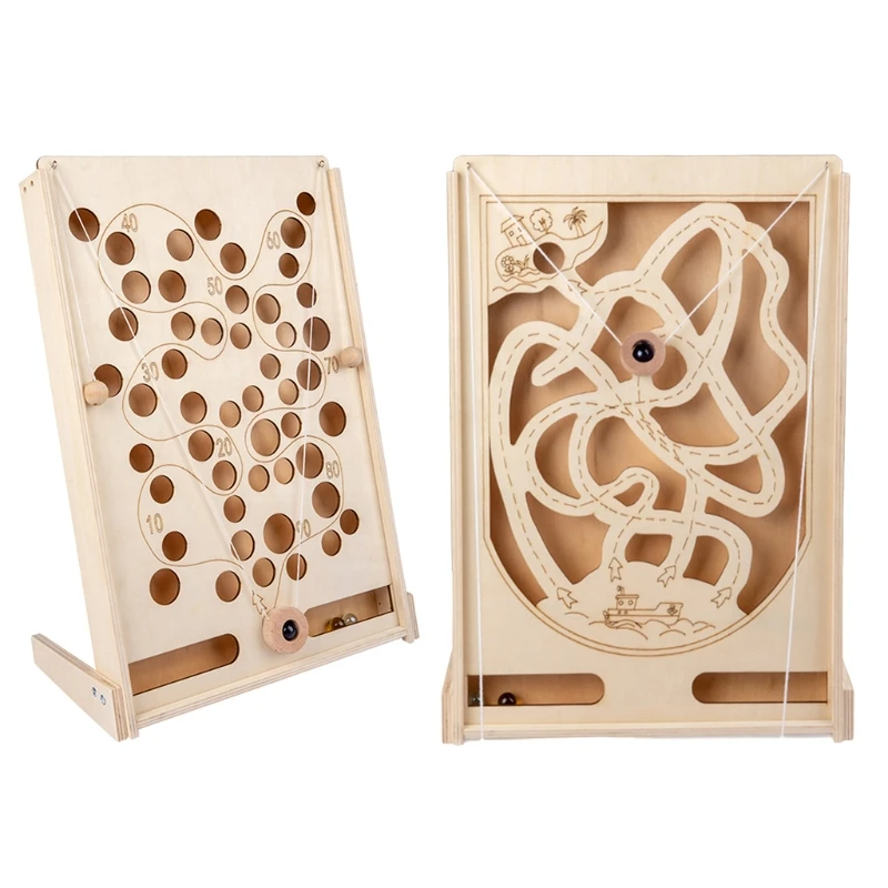 

Wooden Labyrinth Game Wooden Rope Pinball Hole Maze Game Pirate Number Style