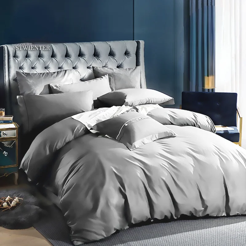 

Solid Color Double Duvet Cover Nordic Simple Long Staple Cotton Duvet Cover Luxury Queen Size Housse Couette Home Textile DFBT