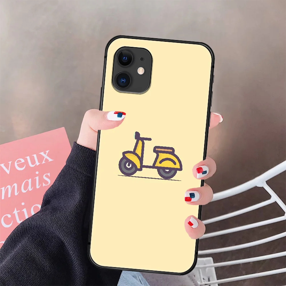 

Style Fashion Colorful Vespa Scooter Phone Case Cover Hull For IPhone 5 5s se 2 6 6s 7 8 12 Mini Plus X XS XR 11 PRO MAX black