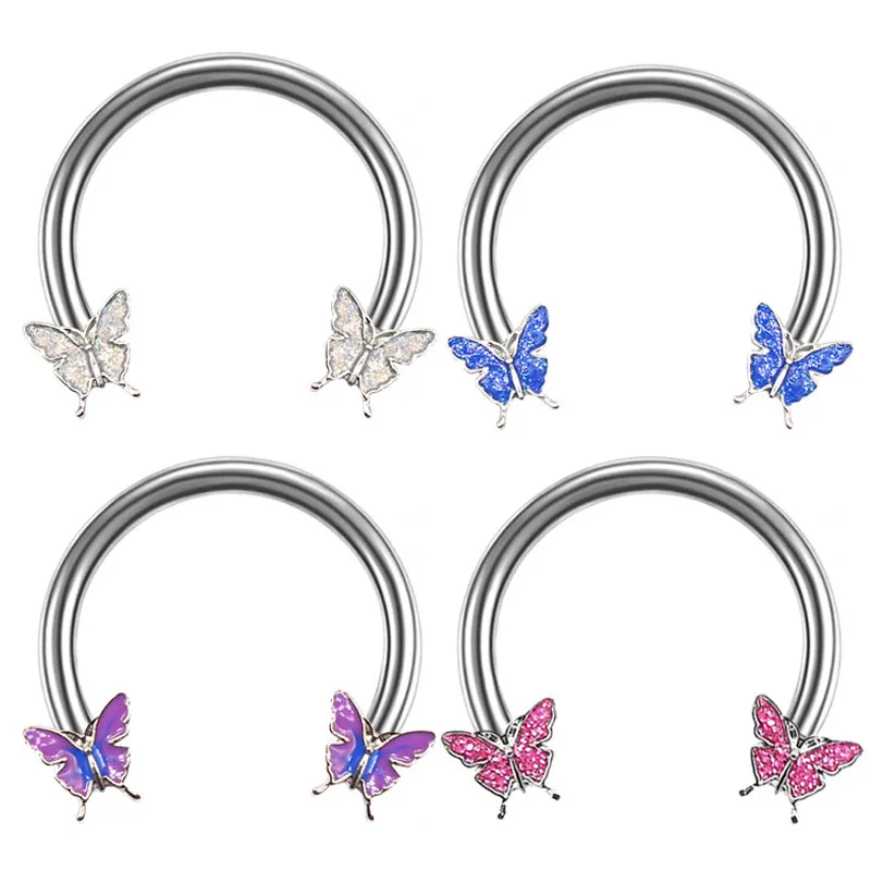 

1Pcs Butterfly Horseshoe Nose Rings Earrings Septum Ring Tragus Piercing Daith Helix Hoop Ear Earring Nostril Piercing Jewelry
