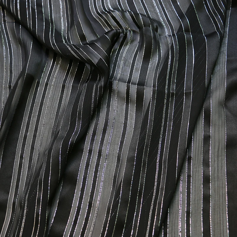 50 см * 140 черная жаккардовая пряжа шелковая жоржет ткань Швейные платья для женщин