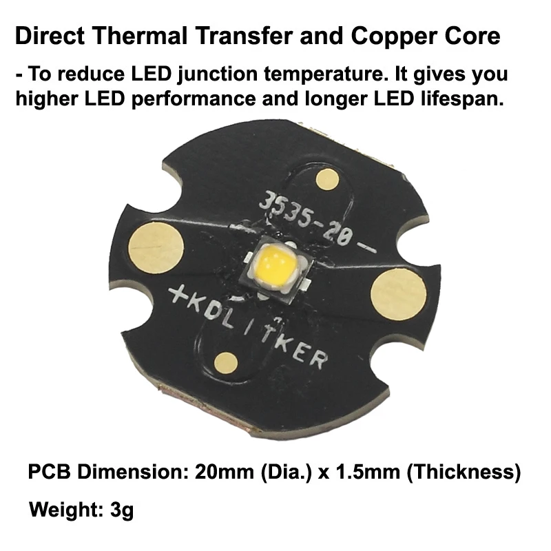 Nichia 219CT нейтральный белый 4000K CRI80 светодиодный излучатель с KDLITKER DTP медный MCPCB (1 шт.)