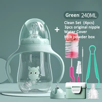180240300ml baby feeding bottle set children silicone straw drinking bottles dual use drinking cup
