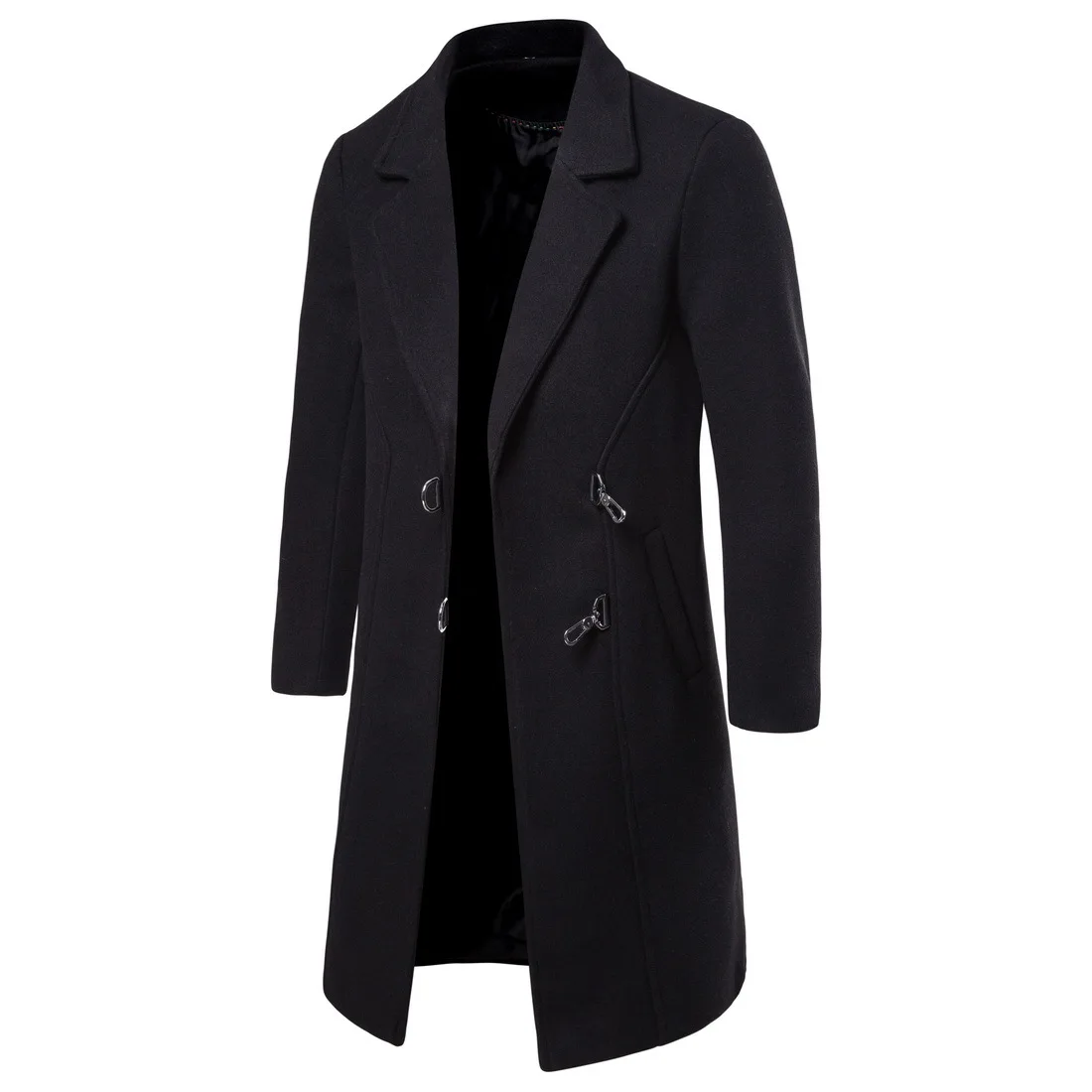 

2019 Winter Small Fold-down Collar Design Fashion Casual Men'S Wear Mid-length Versatile Woolen
