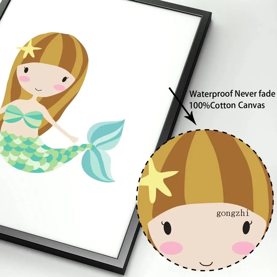 Постеры в скандинавском стиле с изображением милой принцессы-русалки красочная