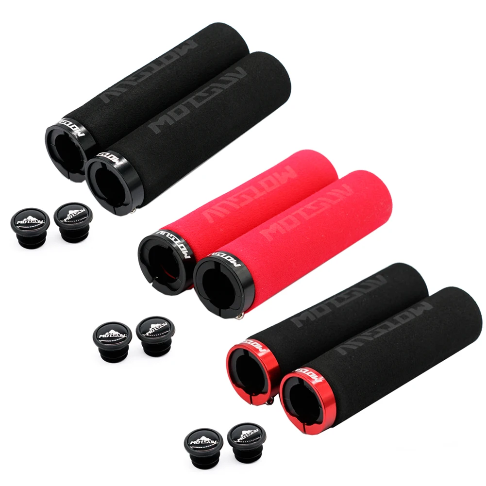 

MOTSUV 1 Pair Ultraight Cycling Handlebar Bike Grips Anti-Skid Sponge Mountain Bike Bicycle Handlebars End Grips with One Lock