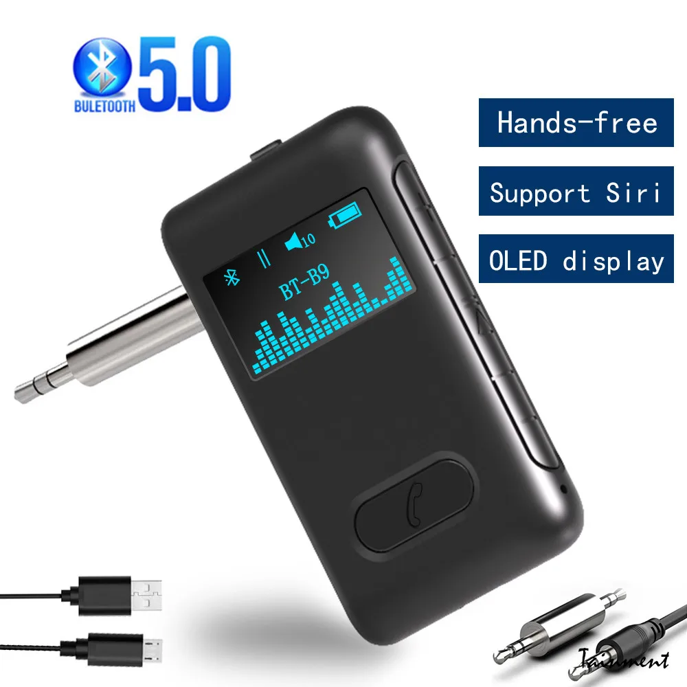 

Bluetooth-приемник 5,0 с ЖК-дисплеем, 3,5 мм, AUX, RCA