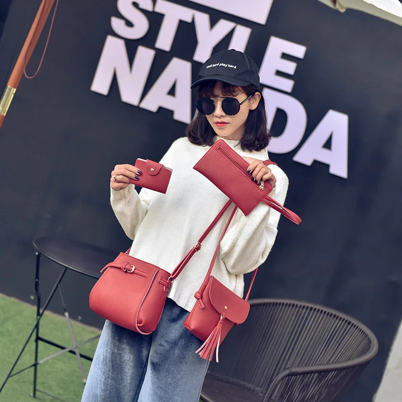 

Сумка кросс-боди Женская из ПУ кожи, 4 шт./компл.