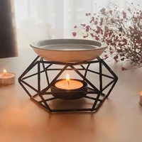 y5jc aromatic oil burner geometric ceramic essential oil candle holder wax melt burner warmer melter fragrance for home offi