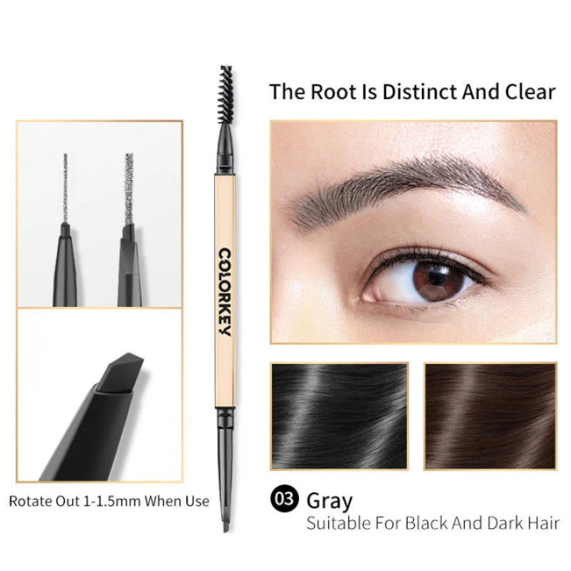 

Colorkey Professional Eyelash brush Eyebrow Pen Waterproof Fork Tip Eyebrow Tattoo Pen Lasting Fine Sketch Liquid Eye Brow Pen