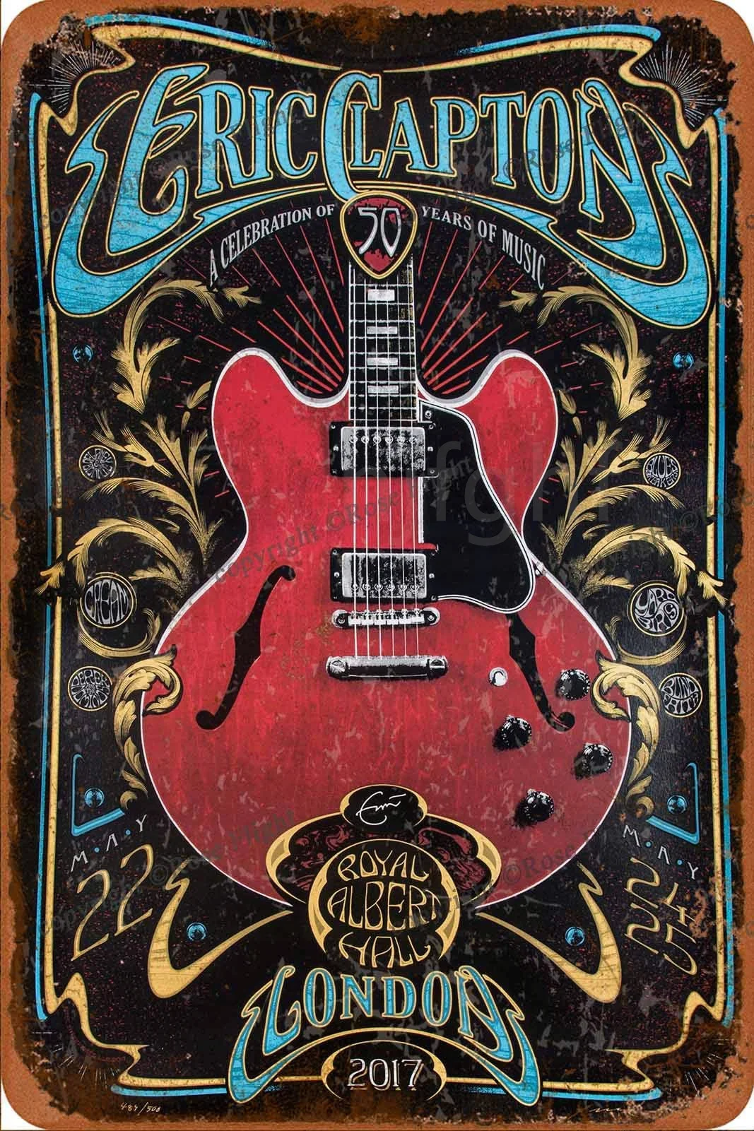 

Vintage Tin Signs - Eric Clapton Final Tour Poster - Metal Plaque Tin Retro Wall Decor Bar Pub Club Wall Art Garden Home Decor