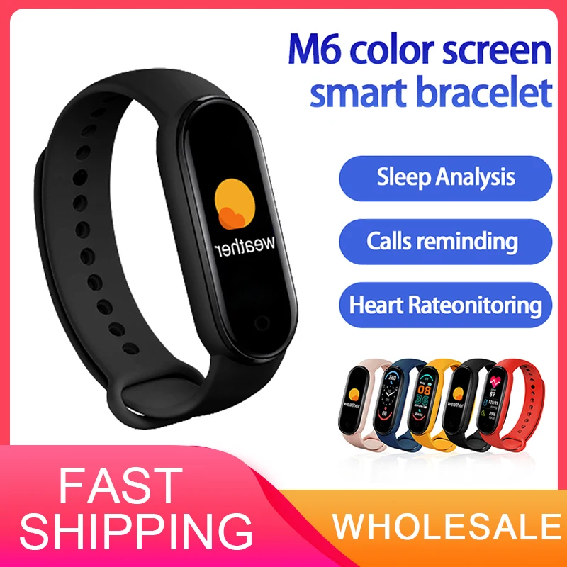 

Смарт-браслет M6, фитнес-трекер, монитор сердечного ритма и артериального давления, цветной экран, смарт-браслет для телефона, Прямая поставк...
