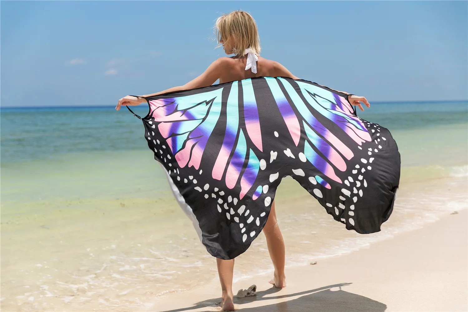 

Sexy Shawl Beach Skirt Holiday Dress Drawstring Print Dress beach wear beach coverups for women