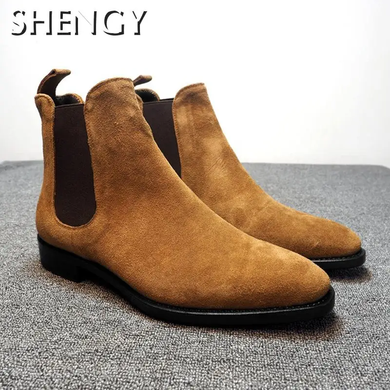 Зимняя мужская обувь ботинки челси модные матовые трендовые мужские