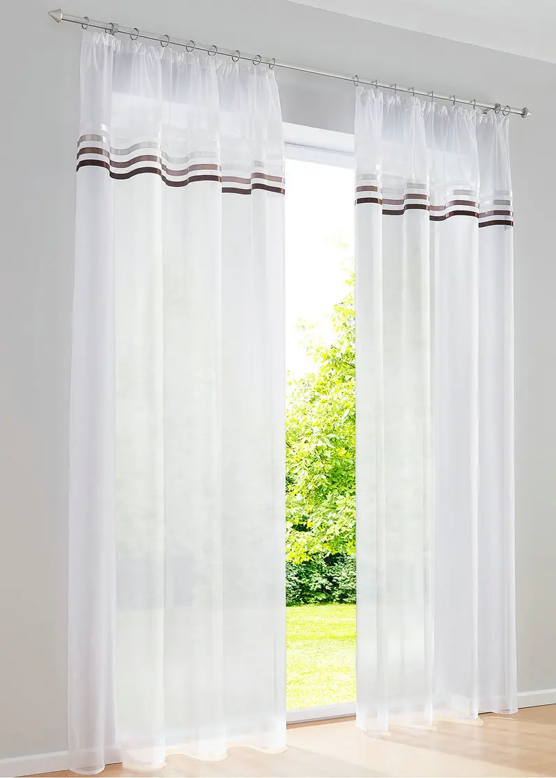 

2 Panels High Density terylene Yarn Gradual Change Ribbon Style Living Room Window Curtain