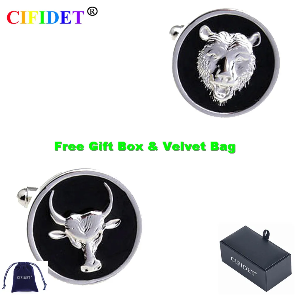 

CIFIDET животных запонки Мода Черный волк, овца рубашка Запонки с бархатным мешочком и подарочной коробке ювелирные изделия аксессуары подаро...