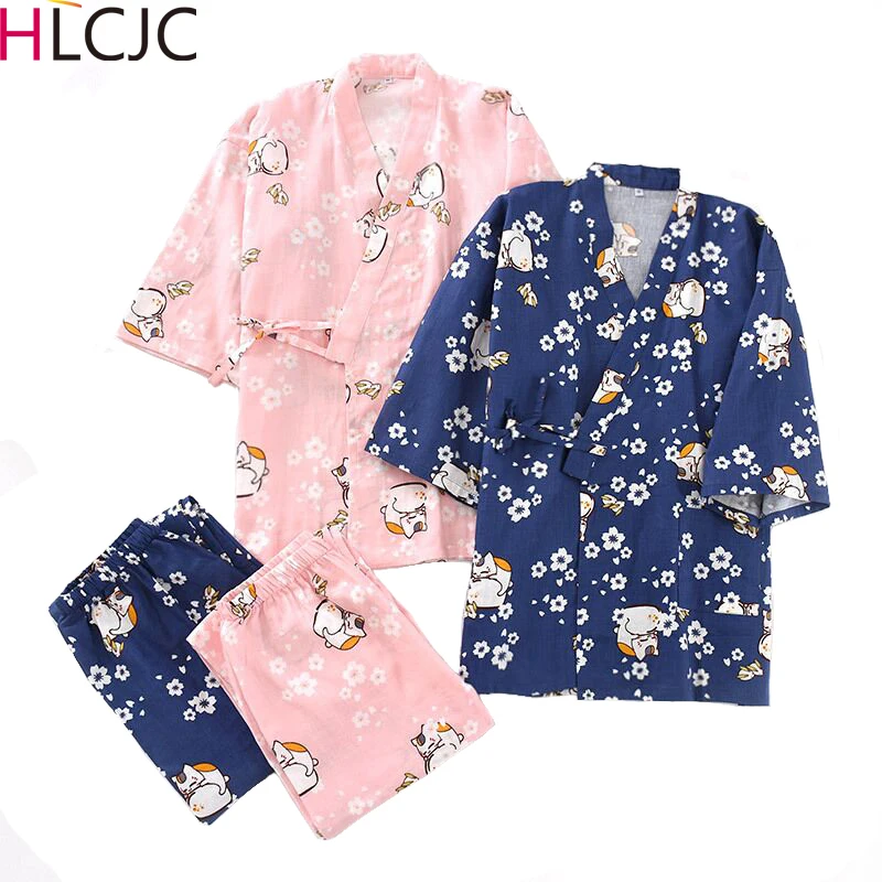 2020 г. женские пижамные комплекты милая кимоно из хлопчатобумажной марли для