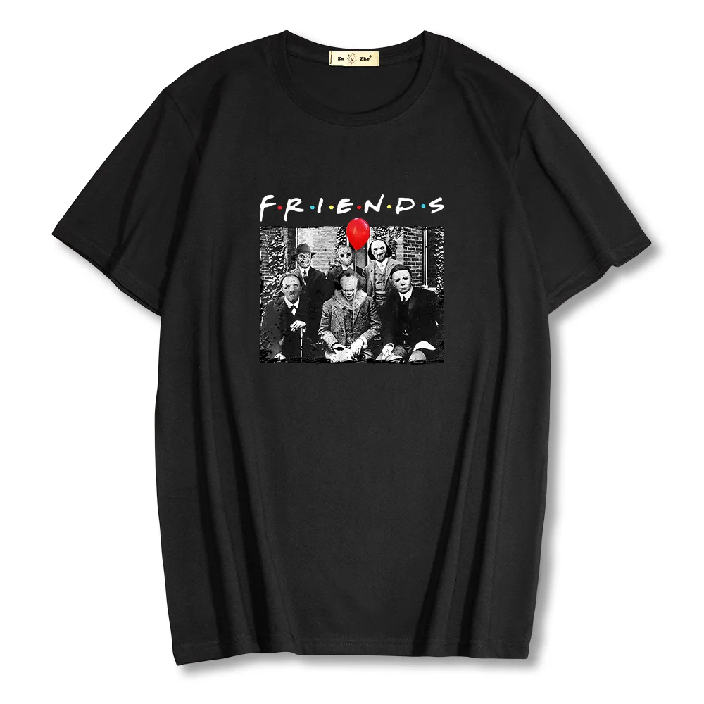 

Летняя Мужская дышащая мужская одежда свободного покроя для мужчин/женская футболка 100% хлопок на каждый день короткий рукав ужас друг Футб...