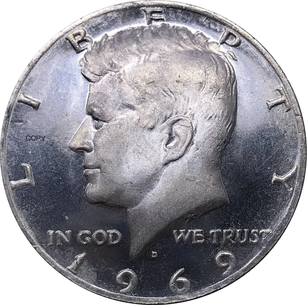 

Посеребренная копия монеты США 1969 года