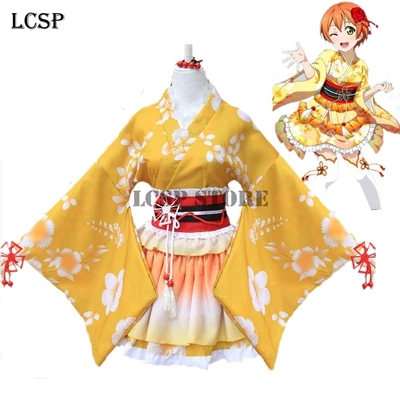 Rin Hoshizora LCSP LoveLive! Эли аясе Элли юката Awaken японский костюм для косплея Аниме Любовь live кимоно Униформа полный комплект одежды - Цвет: Rin Hoshizora