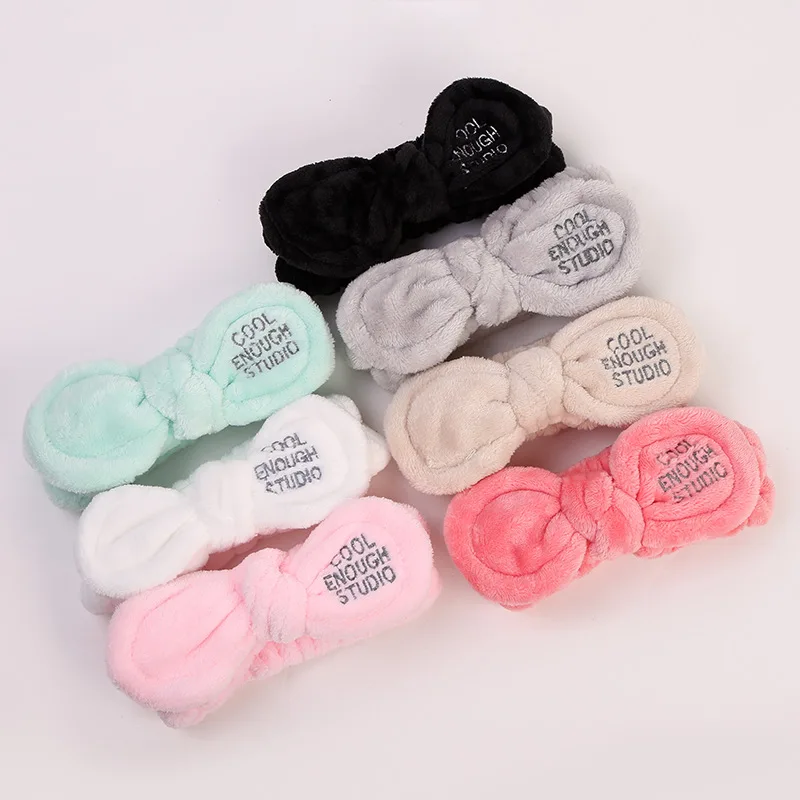 

Rabbite Ears Makeup Headbands for Women Girls Coral Fleece Washing Turbans Letters Embroidered Hairbands Ladies Hair Accessories